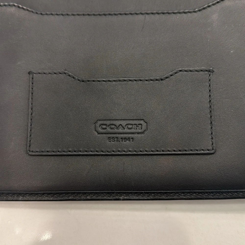 Coach Black Leather Padfolio Folder